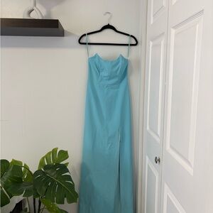 Turquoise Blue Formal Strapless Dress